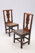 A PAIR OF COUNTRY CHIPPENDALE OAK SIDE CHAIRS