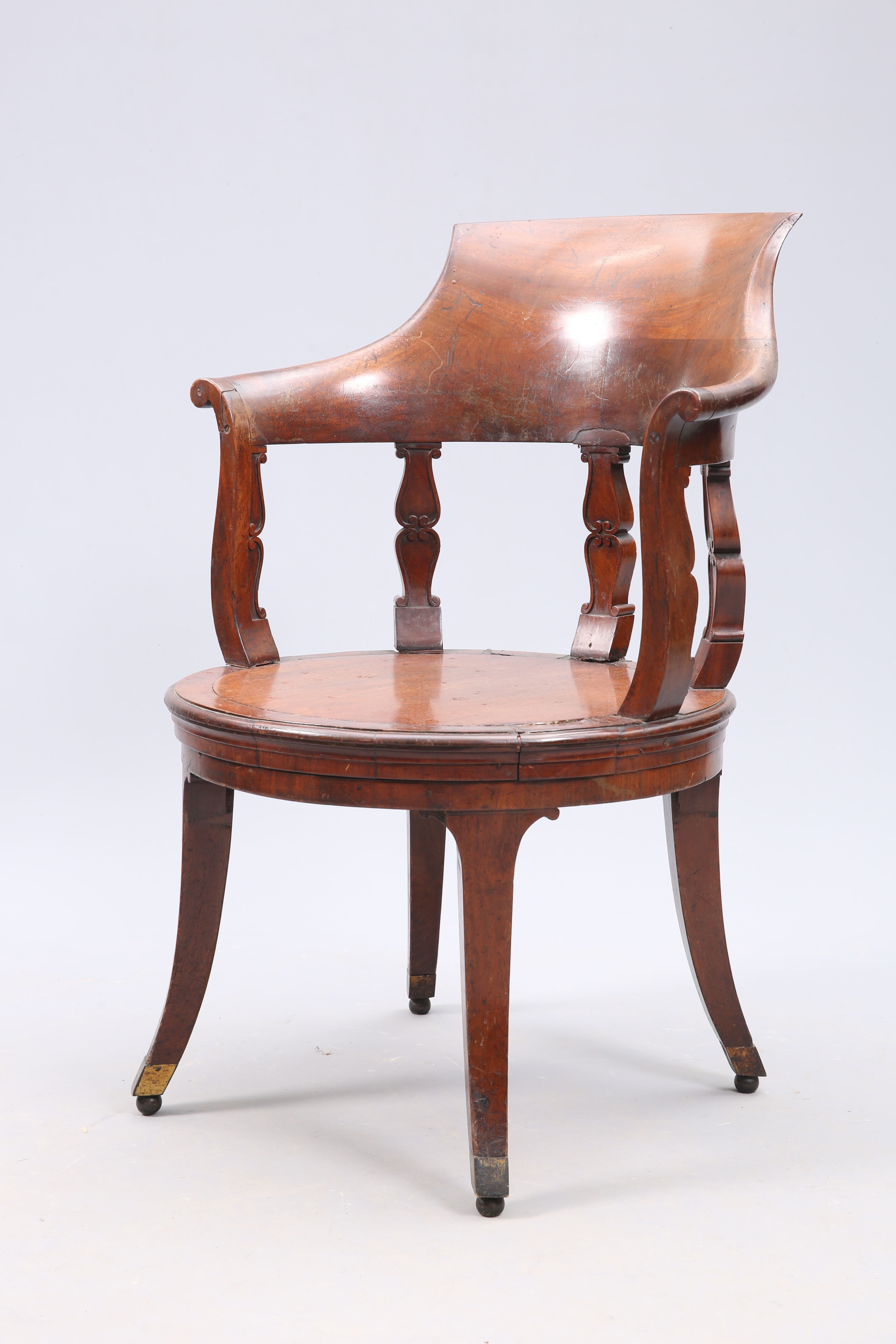 A MAHOGANY DESK CHAIR, SECOND QUARTER OF THE 19th CENTURY