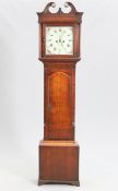 AN EARLY 19TH CENTURY OAK EIGHT-DAY LONGCASE CLOCK