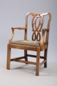 A CHIPPENDALE STYLE MAHOGANY CARVER CHAIR