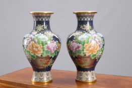 A LARGE PAIR OF CHINESE CLOISONNE VASES