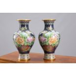 A LARGE PAIR OF CHINESE CLOISONNE VASES