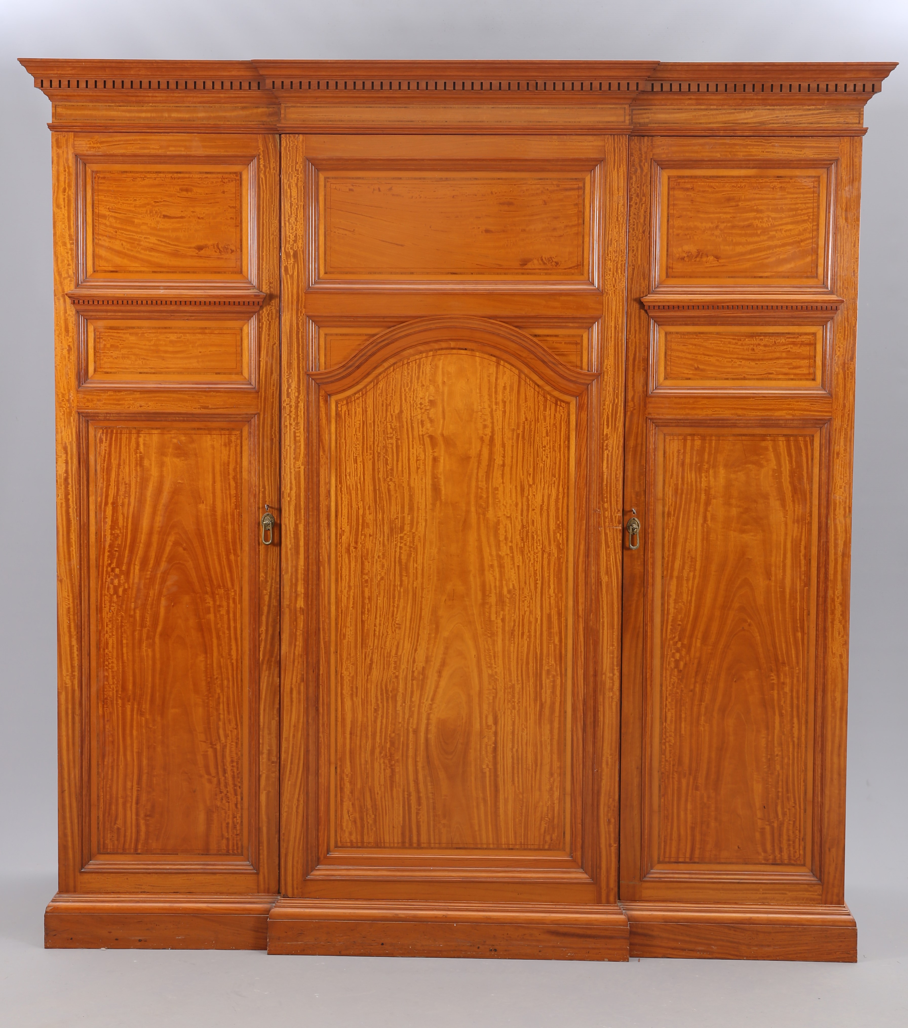 HOWARD & SONS, A FINE VICTORIAN SATINWOOD WARDROBE