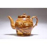 AN ENGLISH SLIPWARE COMMEMORATIVE DOUBLE-SPOUT TEAPOT