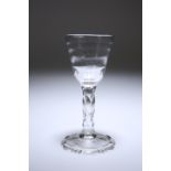 A RARE CONCEALED JACOBITE WINE GLASS WITH BOWL OF "LYNN" TYPE