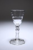 A RARE CONCEALED JACOBITE WINE GLASS WITH BOWL OF "LYNN" TYPE