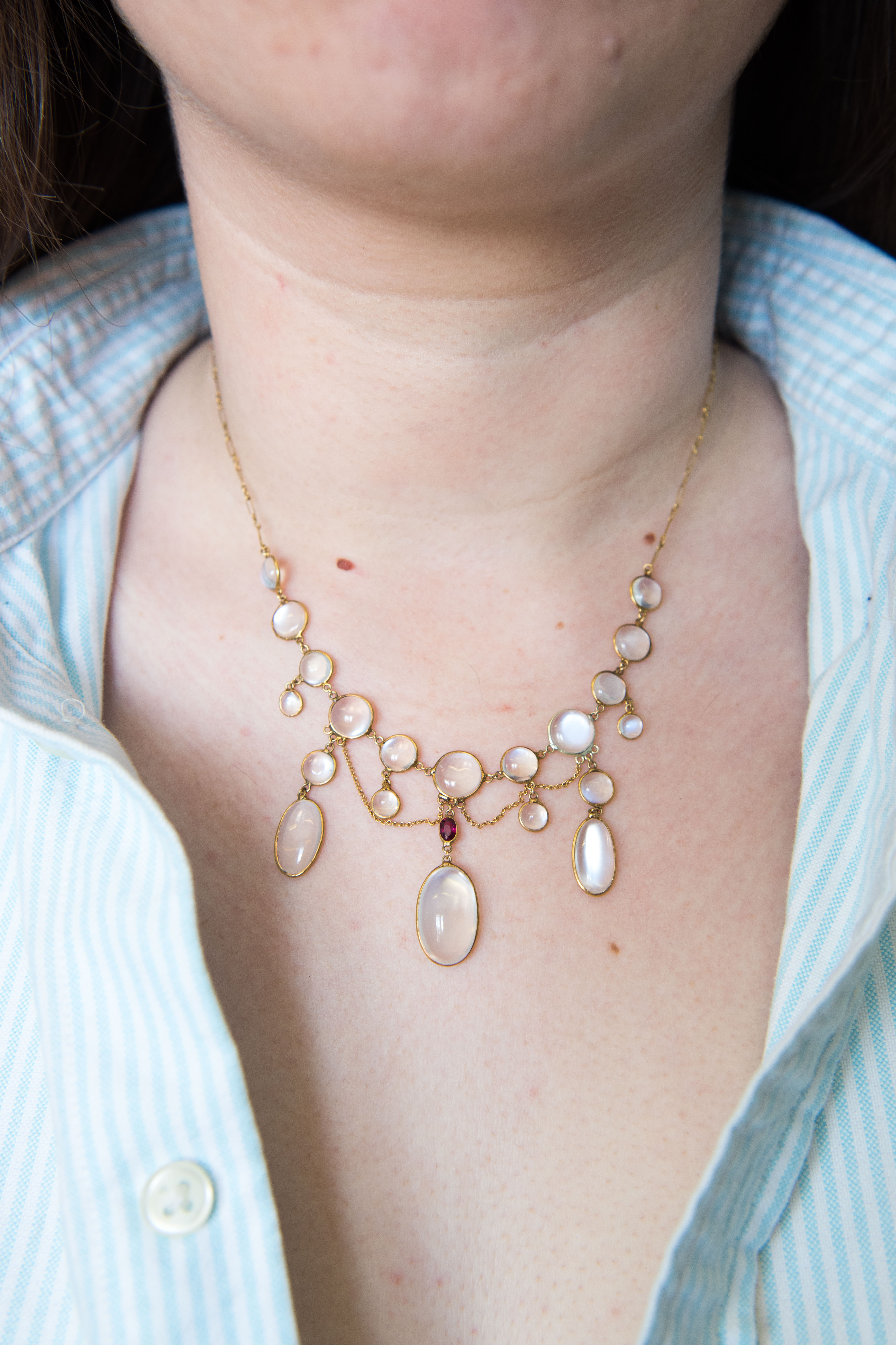 A LATE VICTORIAN MOONSTONE SET NECKLACE - Image 3 of 3
