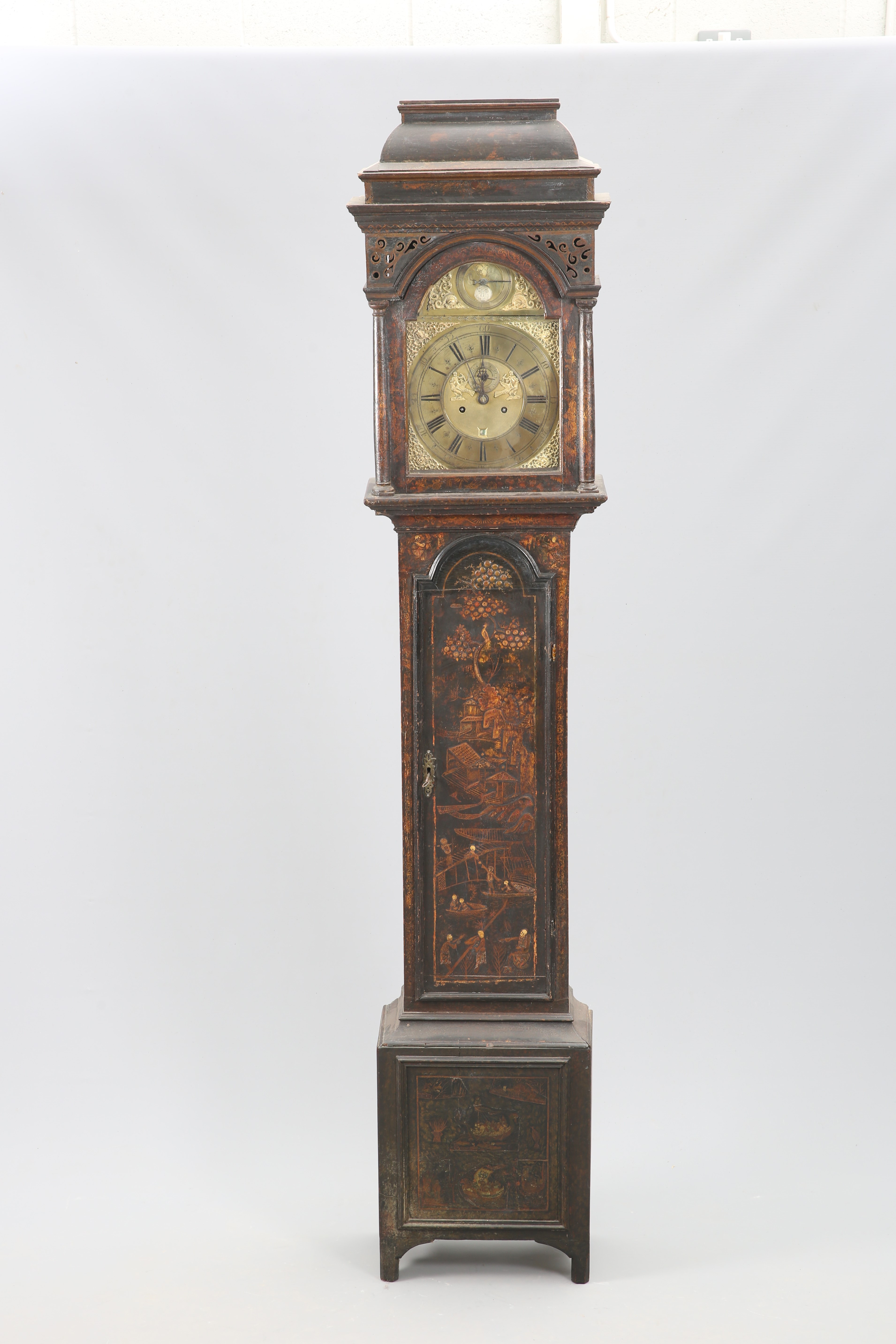 A CHINOISERIE LACQUER EIGHT DAY LONGCASE CLOCK