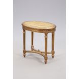 A LOUIS XVI STYLE GILTWOOD AND CANEWORK STOOL, 19TH CENTURY