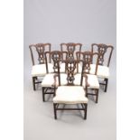 A SET OF SIX VICTORIAN CHIPPENDALE STYLE MAHOGANY DINING CHAIRS