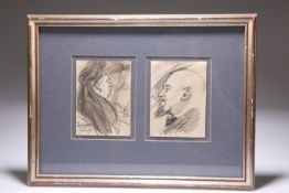 MARCUS ARTHUR BOSS (BRITISH, b. 1891), "AMBASSADEURS PARIS", A PAIR OF PENCIL PORTRAIT SKETCHES