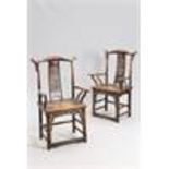 A PAIR OF CHINESE 19TH CENTURY ELBOW CHAIRS