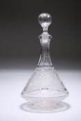 A VICTORIAN ETCHED GLASS DECANTER