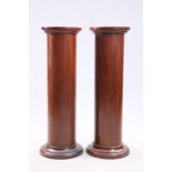 A PAIR OF VICTORIAN MAHOGANY COLUMNAR PEDESTALS