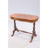 A VICTORIAN BURR WALNUT FOLDOVER CARD TABLE