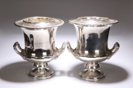 A PAIR OF SILVER PLATED CAMPANA FORM ICE BUCKETS