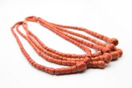 A MULTI STRAND CORAL NECKLACE