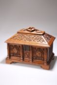 A GOTHIC REVIVAL OAK CASKET, 19TH CENTURY