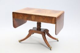 A REGENCY STYLE STRING INLAID MAHOGANY SOFA TABLE