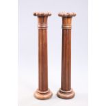 A PAIR OF VICTORIAN MAHOGANY COLUMNS