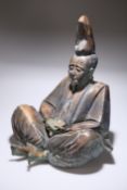 A LARGE ORIENTAL BRONZE FIGURE