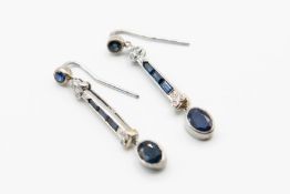 A PAIR OF SAPPHIRE AND DIAMOND EARRINGS