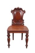 A VICTORIAN MAHOGANY HALL CHAIR