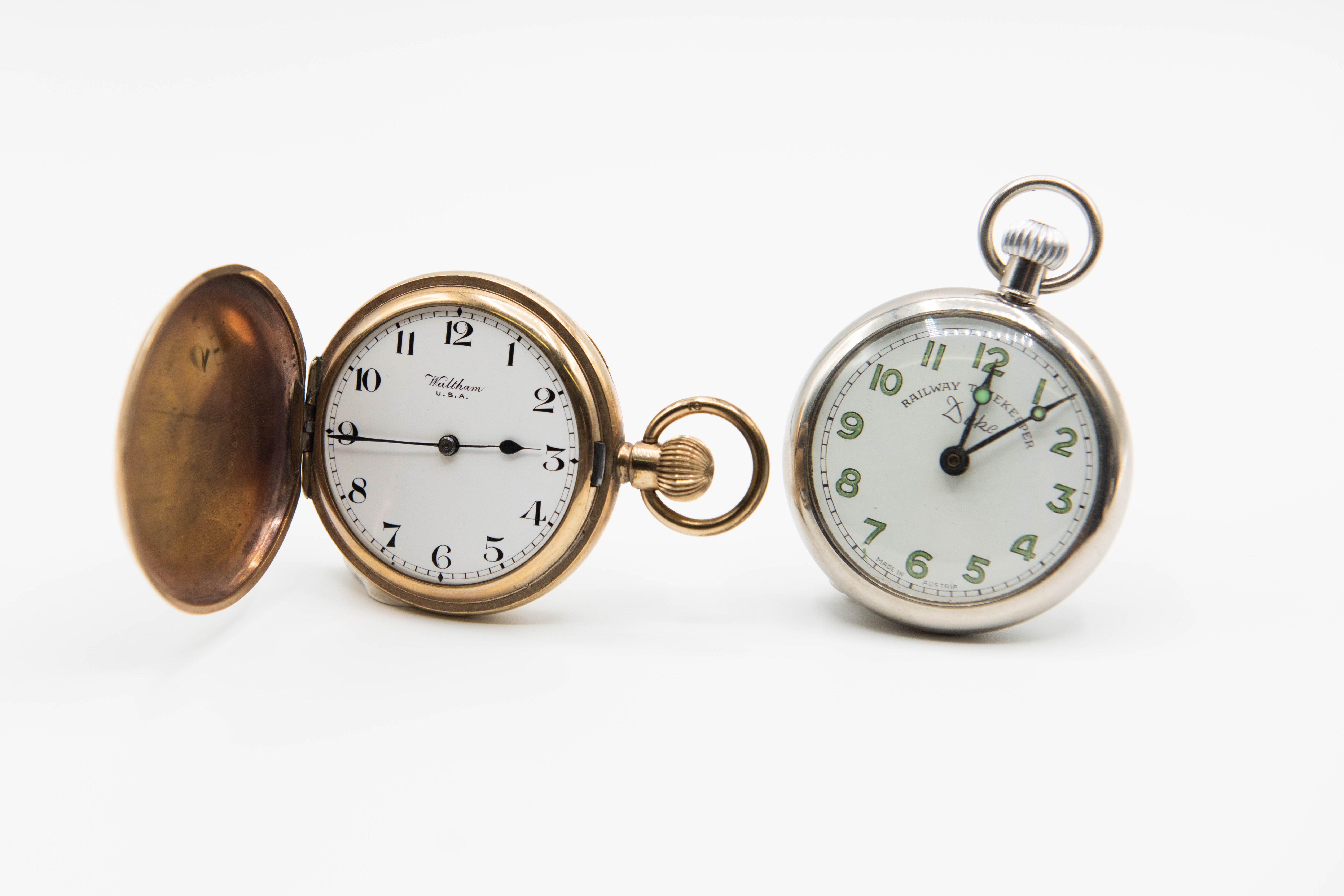 TWO POCKET WATCHES - DUKE RAILWAY TIMEKEEPER & WALTHAM.