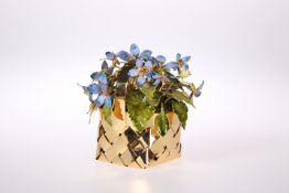 A STERLING SILVER-GILT AND ENAMEL BASKET OF FLOWERS, BY CARTIER