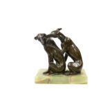 A FINE ART DECO BRONZE OF GREYHOUNDS