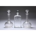 A CONTINENTAL ETCHED GLASS DECANTER