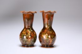 A PAIR OF LINTHORPE POTTERY VASES