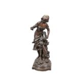 AFTER MOREAU, "AMOUR EN VENDANGE", A LATE 19TH CENTURY BRONZE FIGURE GROUP