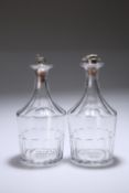 A PAIR OF REGENCY CUT-GLASS DECANTERS