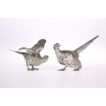 A PAIR OF SILVER MODELS OF PHEASANTS, EDWARD BARNARD & SONS