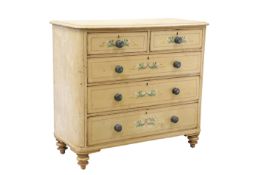 A VICTORIAN PAINTED PINE CHEST OF DRAWERS