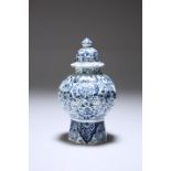 A DUTCH DELFT BLUE AND WHITE VASE AND COVER, 18TH CENTURY