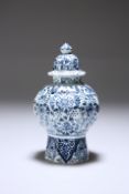 A DUTCH DELFT BLUE AND WHITE VASE AND COVER, 18TH CENTURY