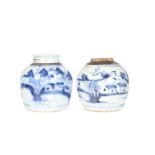 TWO CHINESE PROVINCIAL BLUE AND WHITE GINGER JARS