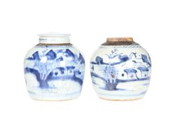 TWO CHINESE PROVINCIAL BLUE AND WHITE GINGER JARS