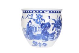 A CHINESE BLUE AND WHITE JARDINIERE,