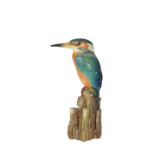 A CONTEMPORARY PAINTED BRONZE OF A KINGFISHER