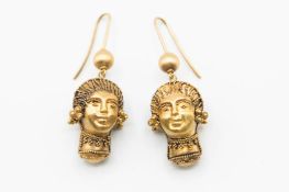 A PAIR OF EGYPTIAN STYLE EARRINGS