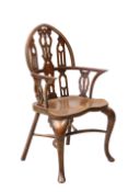 A MAHOGANY "GOTHIC" WINDSOR CHAIR, LATE 19TH CENTURY