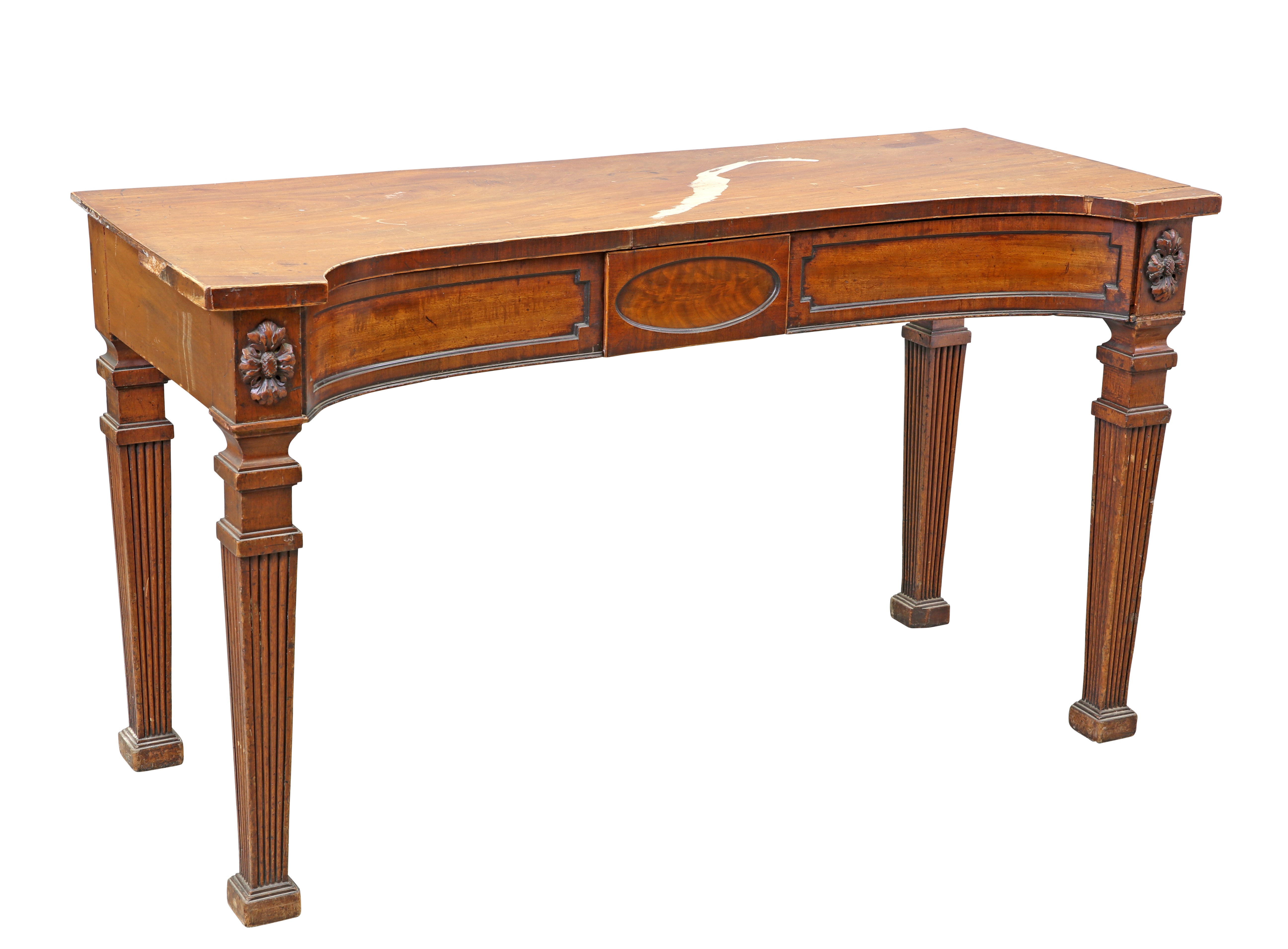 A GEORGE III MAHOGANY CONVEX SERVING TABLE