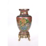 A CHINESE PLIQUE-A-JOUR ENAMEL VASE