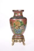 A CHINESE PLIQUE-A-JOUR ENAMEL VASE