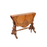 A VICTORIAN BURR WALNUT SUTHERLAND TABLE