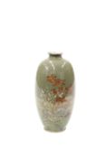 A JAPANESE SILVER WIRE CLOISONNE VASE, MEIJI PERIOD