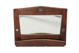 AN ARTS AND CRAFTS METAL-MOUNTED OAK HALL MIRROR